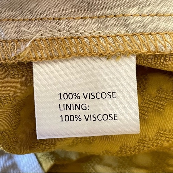 Anthropologie Seen Worn Kept High Waist Pleated Jacquard Trouser Short Yellow 8 - Picture 10 of 11